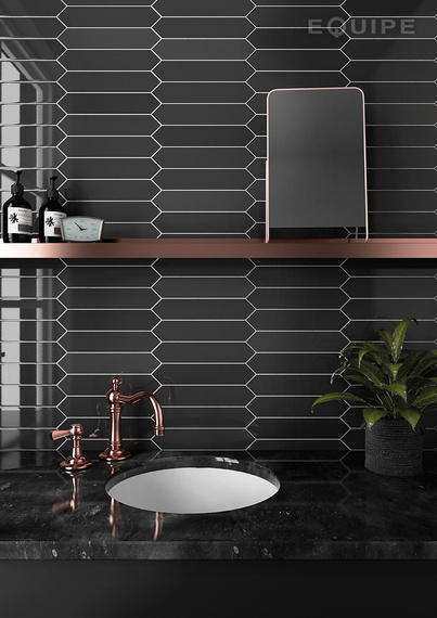 ARROW BLACK Płytka ceramiczna 5x25 czarna połysk