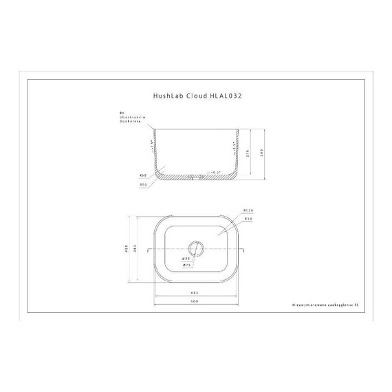 CLOUD Umywalka nablatowa 40x50 biała