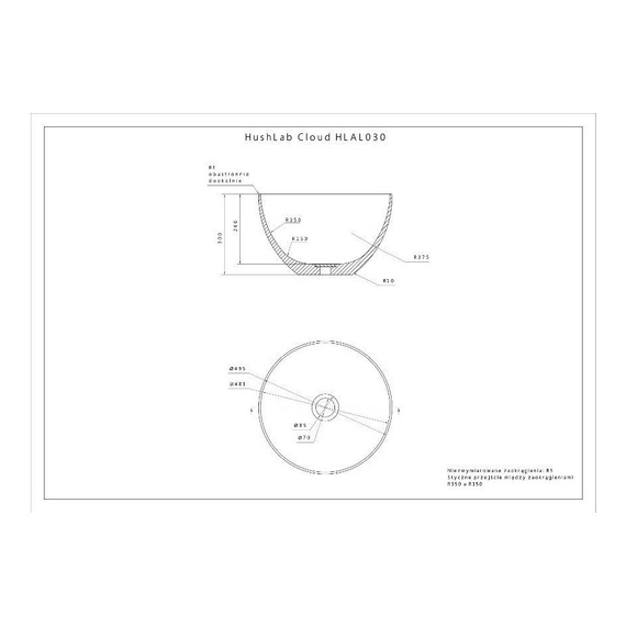 CLOUD Umywalka nablatowa 30x50 biała