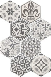 HEXATILE HARMONY B&W Płytka gresowa 17.5x20 patchwork