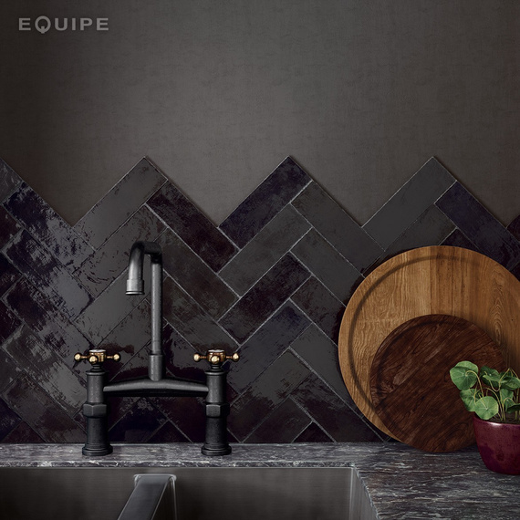 LA RIVIERA TOURMALIN Płytka ceramiczna 6.5x20 czarna połysk