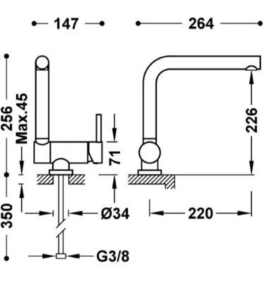 TRES Kuchenna bateria jednouchwytowa, czarny mat