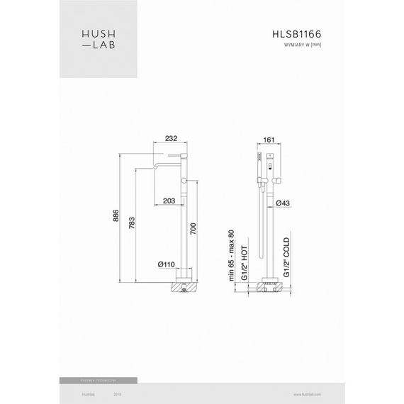 SIENA Bateria wannowa wolnostojąca ossidato