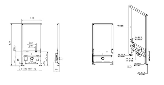 BIDETBASE82 Stelaż podtynkowy do bidetu niski 82/98 cm