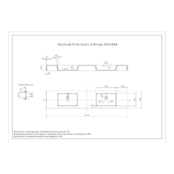 FIVE STARS SIBLINGS Umywalka wisząca 46x217 biały mat