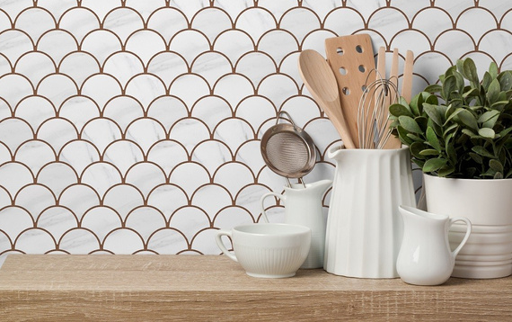 FLABELLUM MARBLE Mozaika ceramiczna 28.5x29 biała mat