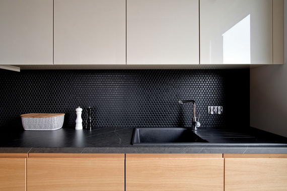 HEXAGON MAŁY Mozaika ceramiczna 26x30 czarna mat