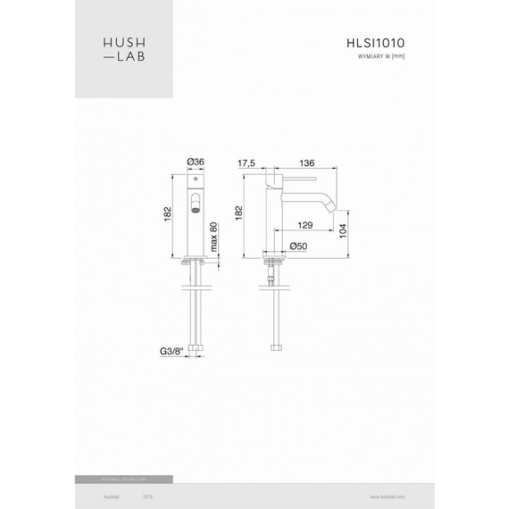 SIENA Bateria umywalkowa stojąca biały mat