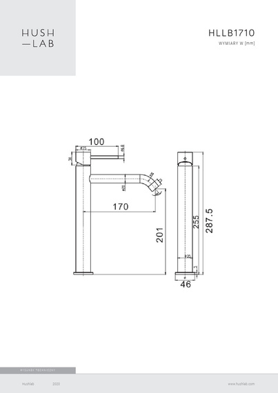 LUKKA BLACK Bateria umywalkowa stojąca czarny mat