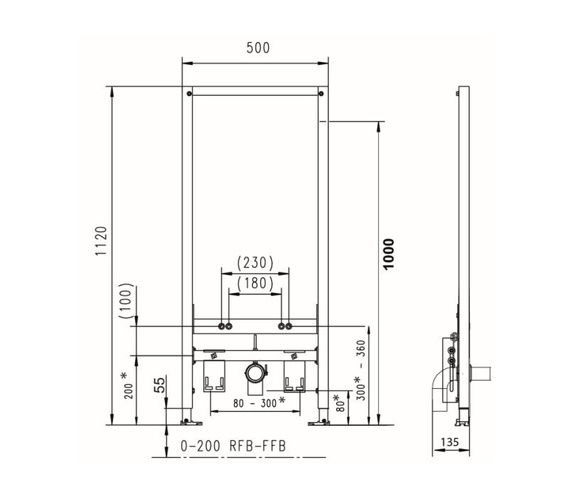 BIDETBASE112 Stelaż podtynkowy do bidetu o wysokości 112 cm