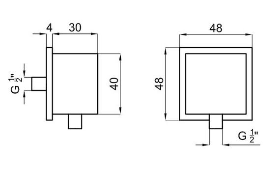 SQUARE PS Przyłącze kątowe chrom