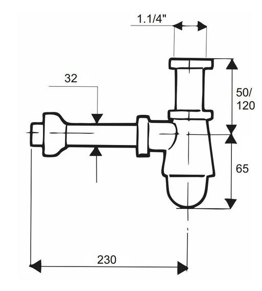 Syfon umywalkowy butelkowy niski chrom