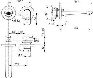 CONNECT AIR Bateria umywalkowa 2-otworowa chrom