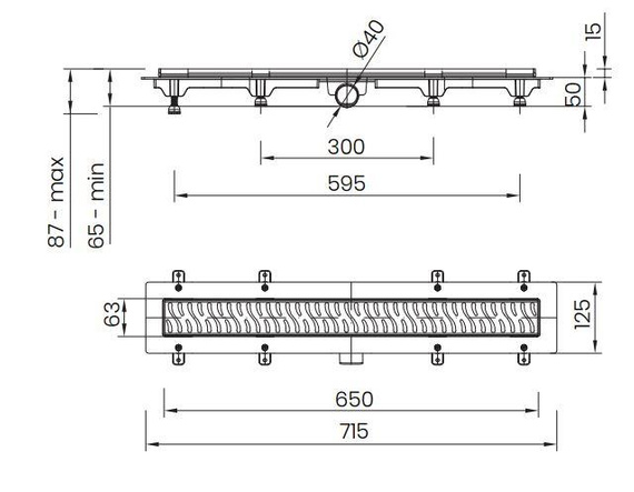 SELE DRAIN Odpływ liniowy 65 cm chrom