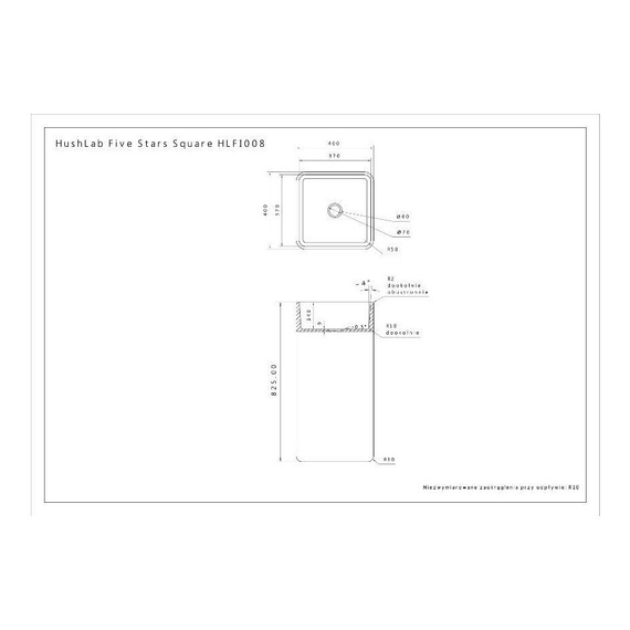 FIVE STARS SQUARE Umywalka wolnostojąca 40x40 biały mat