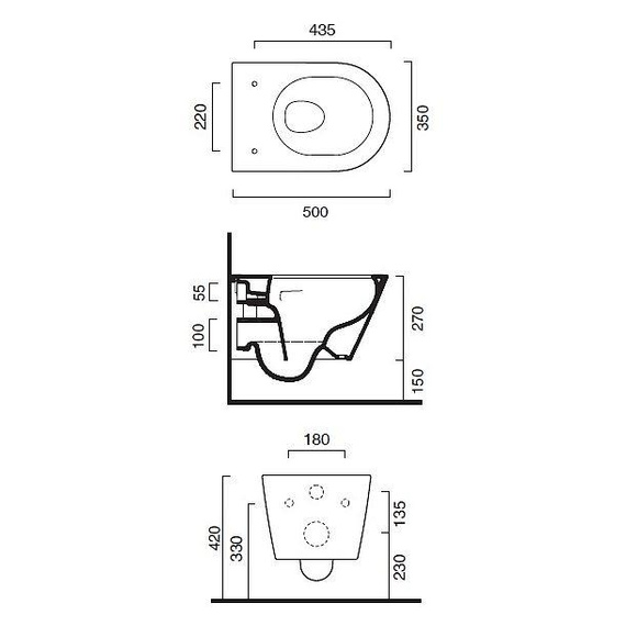 ZERO Miska wisząca 36x50 biała