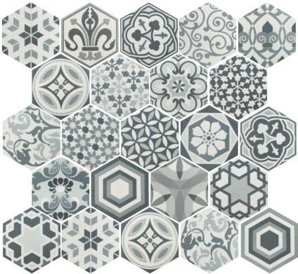 HEXATILE HARMONY B&W Płytka gresowa 17.5x20 patchwork