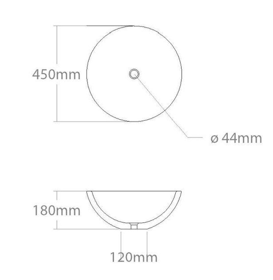 BABAU Umywalka nablatowa o średnicy 45 cm orzech amerykański