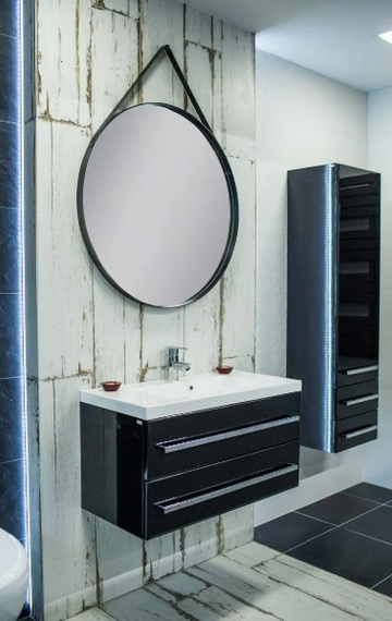 OLYMP BELT 80 Lustro z ramą okrągłe o średnicy 80 cm czarne