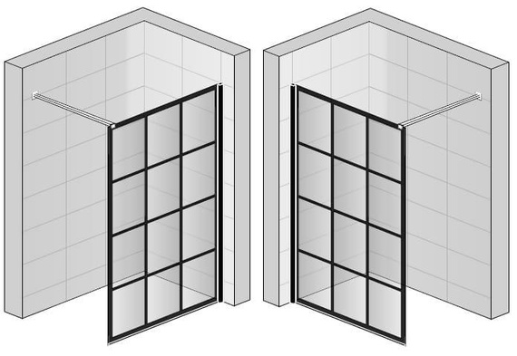 WALK-IN EASY Ścianka wolnostojąca 140x200 czarny mat