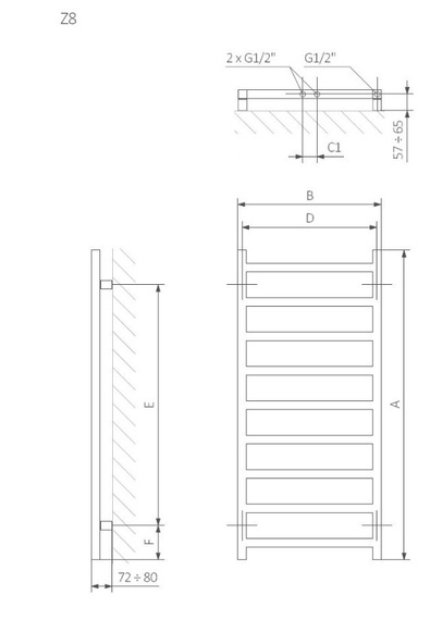 GRID Grzejnik pionowy 50x135 IHE HEBAN mat 529W