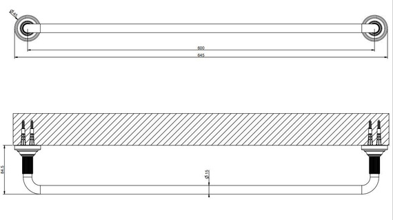 VENTI20 Wieszak na ręcznik 60cm Nickel PVD