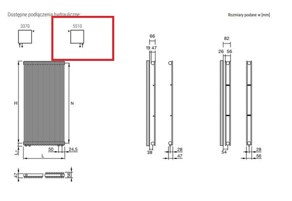 FAT VERTICAL Grzejnik pionowy 64.6x185 cm biały połysk 2278W