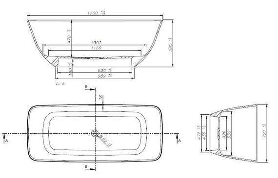 LEON Wanna prostokątna 74.5X170 cm biała