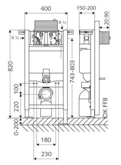 FLUSH 82 Stelaż podtynkowy do WC 40x82