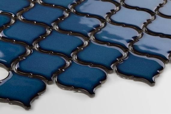 ARABESKA GŁĘBIA OCEANU Mozaika ceramiczna 24.5x29.3 niebieska połysk