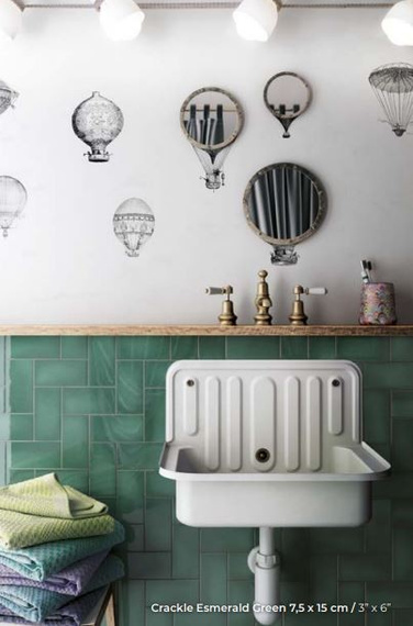 CRACKLE ESMERALD GRE Płytka ceramiczna 7.5x30 zielona połysk 9mm