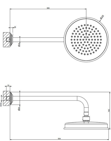 VENTI20 Deszczownica ścienna Nickel PVD