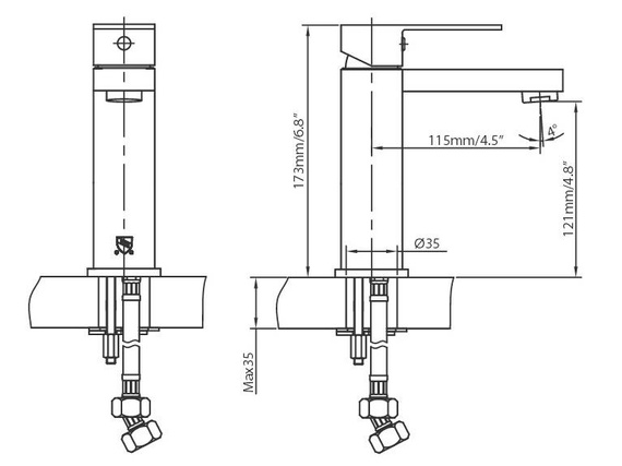 MOBI RUNA Bateria umywalkowa stojąca chrom