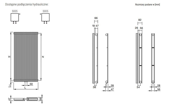 FAT VERTICAL Grzejnik pionowy 19.3x145 biały white quartz