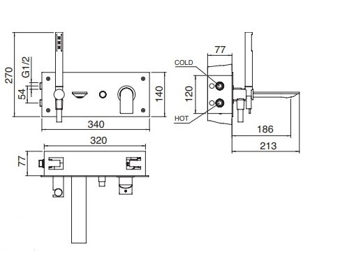 TREEMME UP Element zewnętrzny do baterii podtynkowej chrom