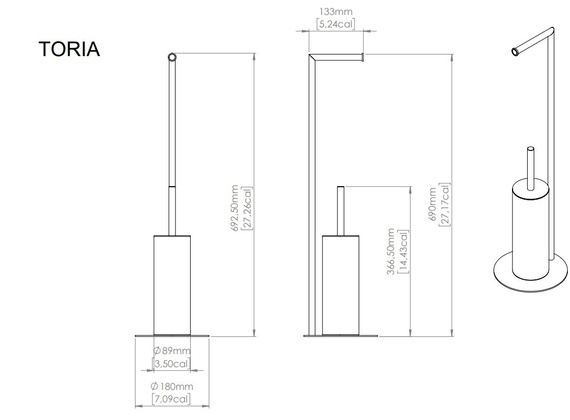 TORIA Szczotka do WC z uchwytem na papier