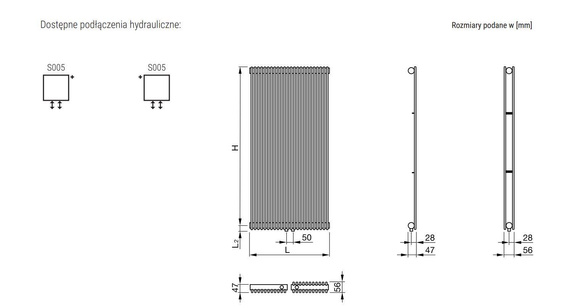 FAT VERTICAL Grzejnik pionowy 45.6x185 S005 biały mat