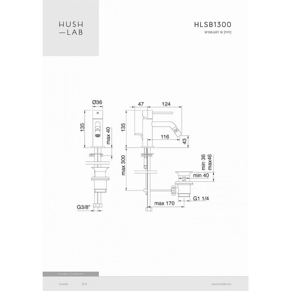 SIENA BLACK Bateria bidetowa czarny mat