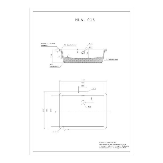 SHY Umywalka podblatowa 41x54 biała