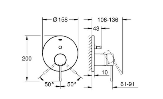 ESSENCE Bateria wannowa podtynkowa 1-otworowa chrom