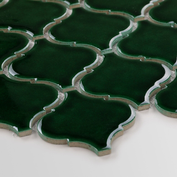 ARABESKA DUŻA EMERALD Mozaika 25.2x27.5 zielona połysk