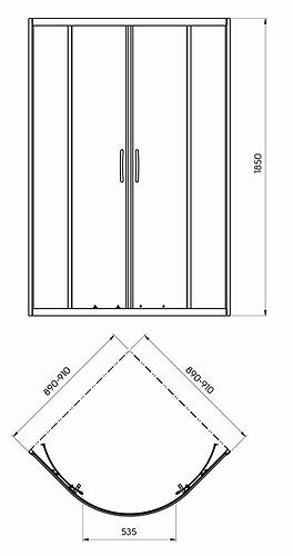 REKORD Kabina prysznicowa 90x90 srebrana połysk