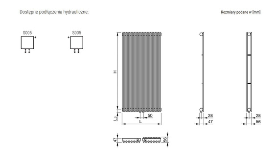 FAT VERTICAL Grzejnik pionowy 19.3X85 grey aluminium 9007