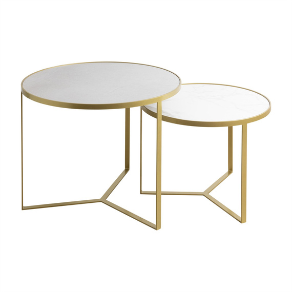 MOCCATE E ORO Stolik z blatem z płytki 70x50 złoty