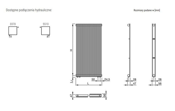 FAT VERTICAL Grzejnik pionowy pojedynczy 34.5X145 biały mat 0556
