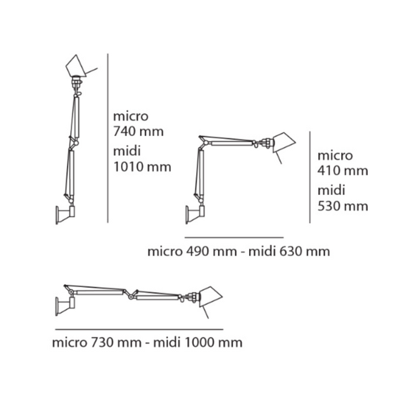 TOLOMEO MICRO Ramię z kloszem aluminium