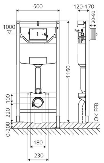 FLUSH 115 Stelaż podtynkowy do WC 50x115
