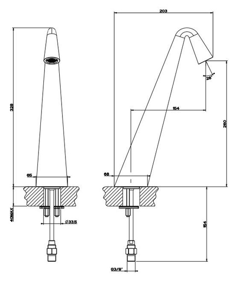 CONO Bateria umywalkowa wysoka chrom