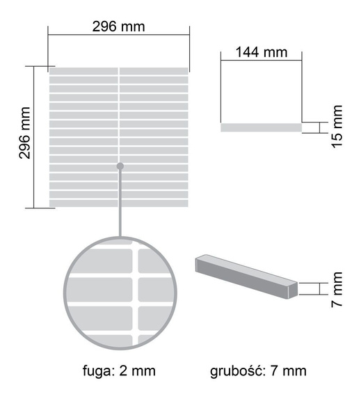 STICK Mozaika gresowa 29.6x29.6 czarny mat 7mm