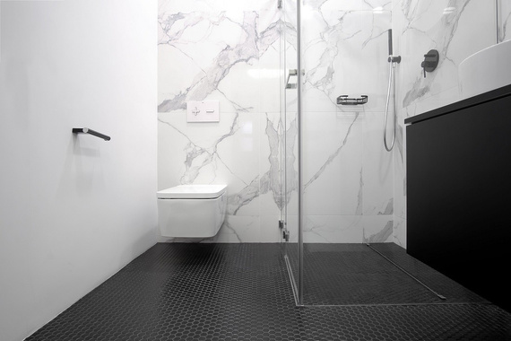 HEXAGON MAŁY Mozaika ceramiczna 26x30 czarna mat